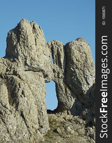 Hole in rock in the Crimea mountain. Hole in rock in the Crimea mountain