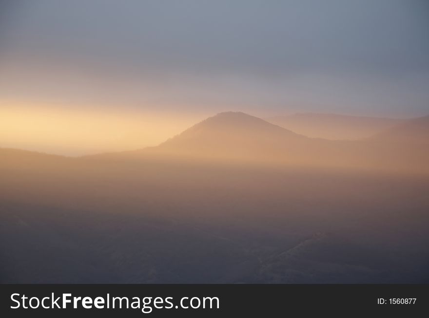 Peaceful pappy sunset in mountain. Peaceful pappy sunset in mountain