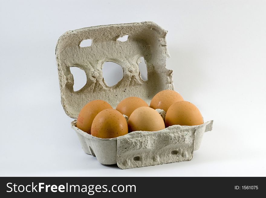 Box with eggs in a white background. Box with eggs in a white background