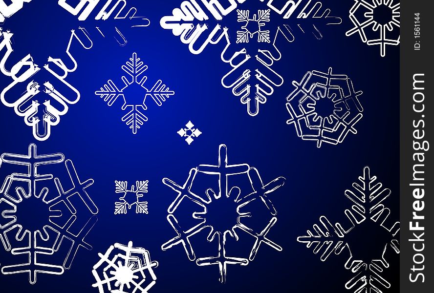 White snowflakes on a dark blue background. White snowflakes on a dark blue background