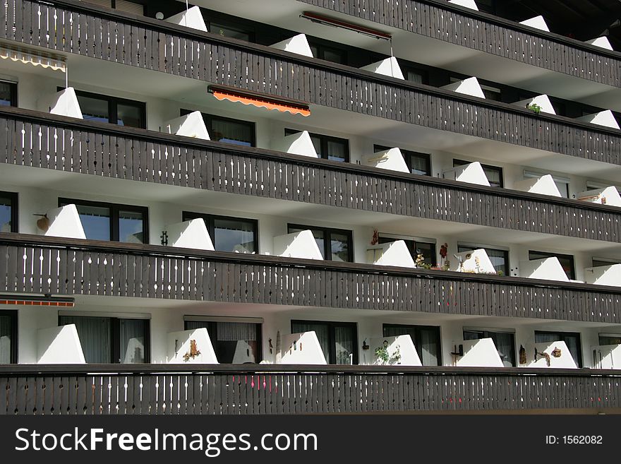 Monotonous flats in a housing area with balcony lines