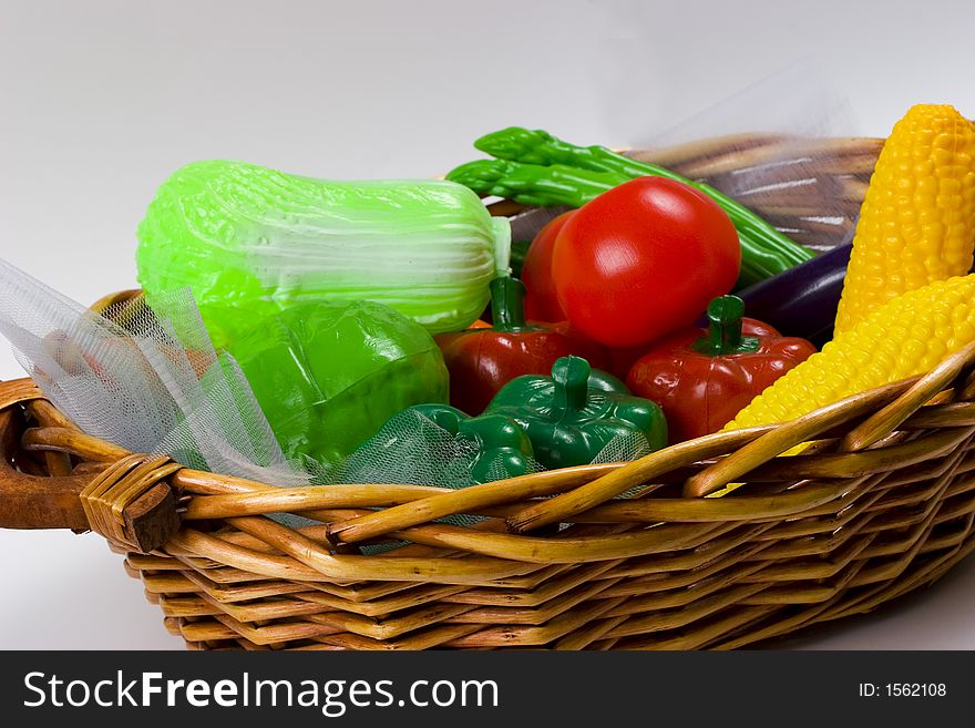 Photo of a Basket of Artificial Vegetables
