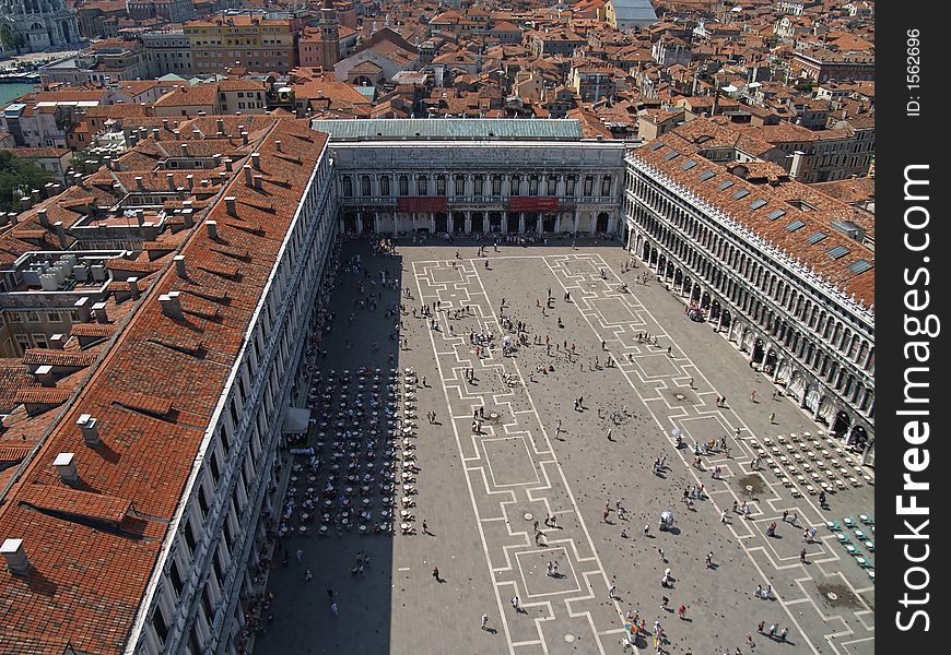 An aerial view of Venice city from bell tower. An aerial view of Venice city from bell tower