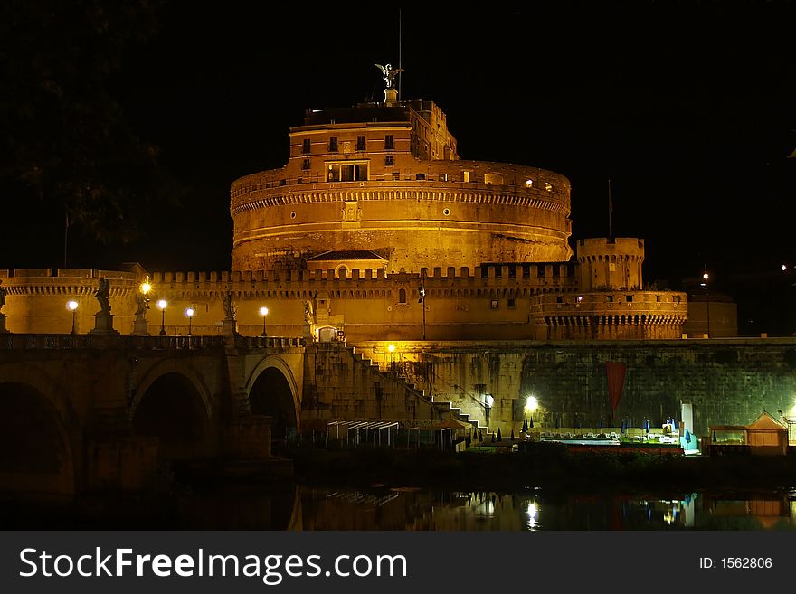 st. angel church at night in rome