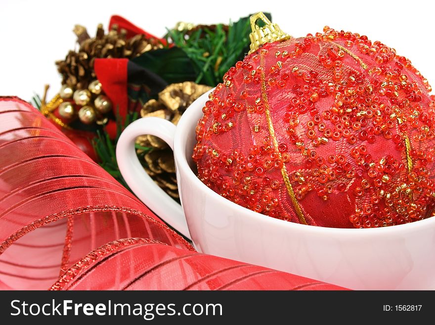 Christmas table ornament on white background