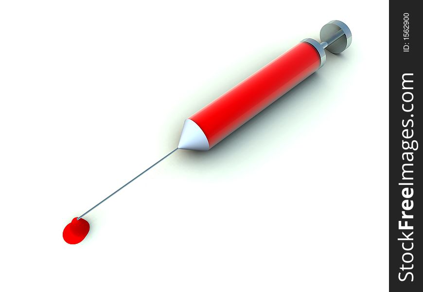 A syringe which is full of red blood. A syringe which is full of red blood.