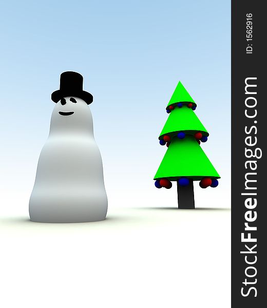 Snowman And Christmas Tree 16