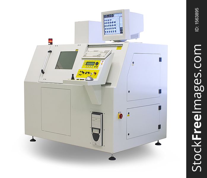 X-rays analyser with control table and monitor isolated with clipping path. X-rays analyser with control table and monitor isolated with clipping path