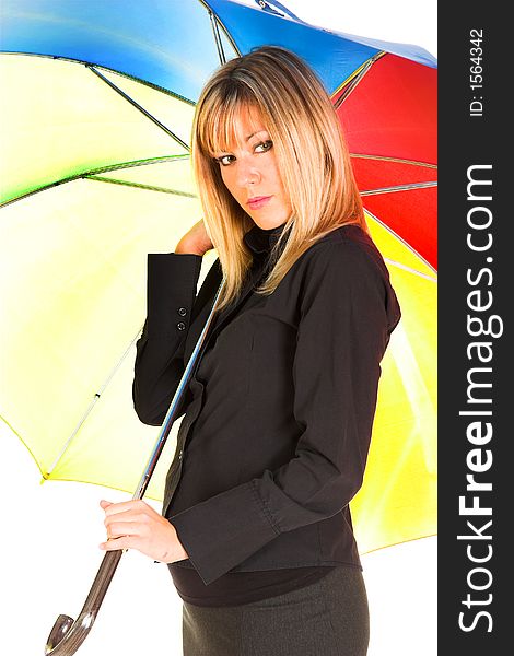 Young girl with umbrella in colors