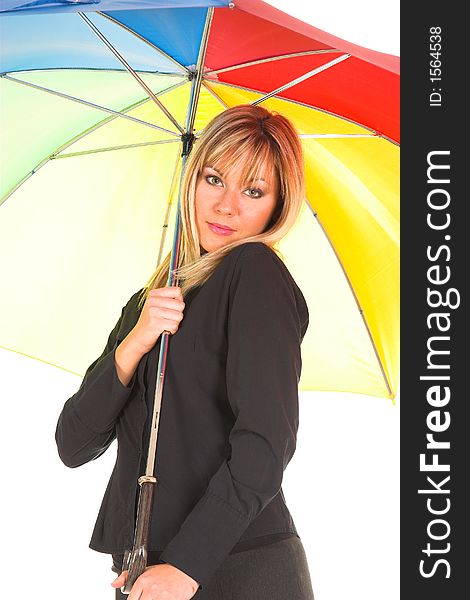 Young girl with umbrella in colors