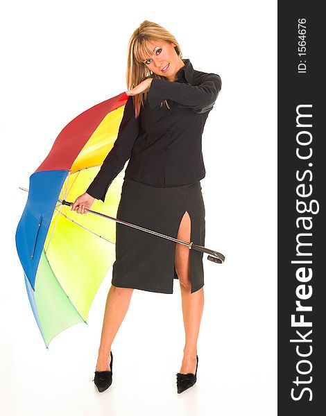 Young girl with umbrella in colors