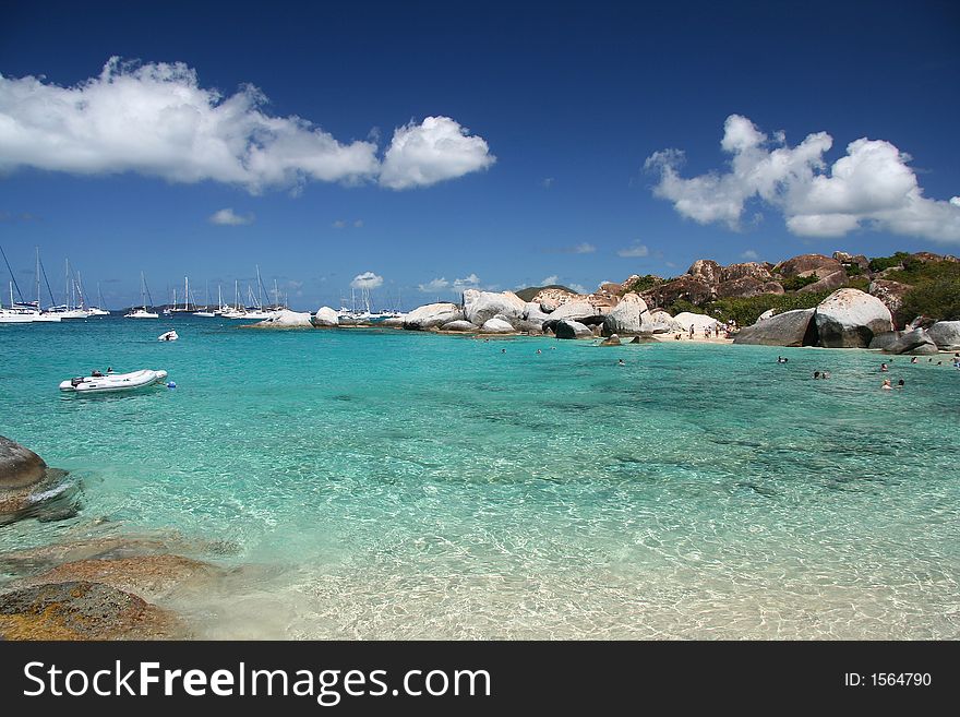 Granite rocks on a tropical beach. Granite rocks on a tropical beach