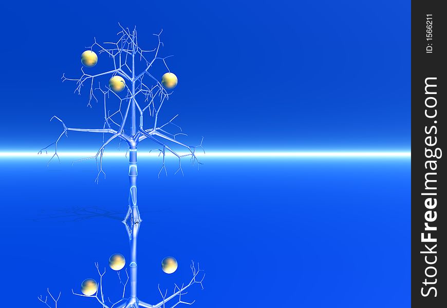 Surreal mirror tree - 3d scene. Surreal mirror tree - 3d scene.