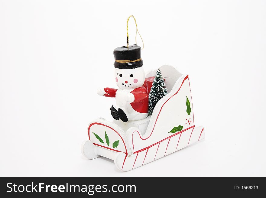 Christmas snowman and sleigh with white background
