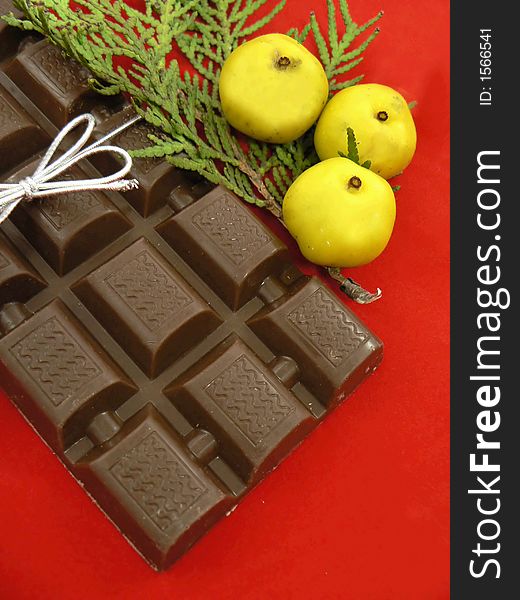 Christmas chocolate(cocoa,sugar andnut)