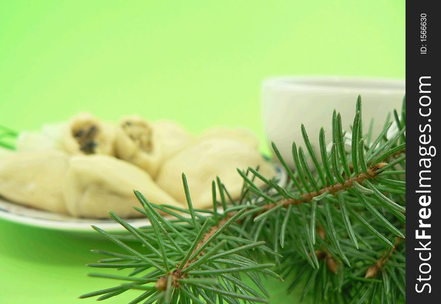 Christmas food (soup,christmas tree,all white