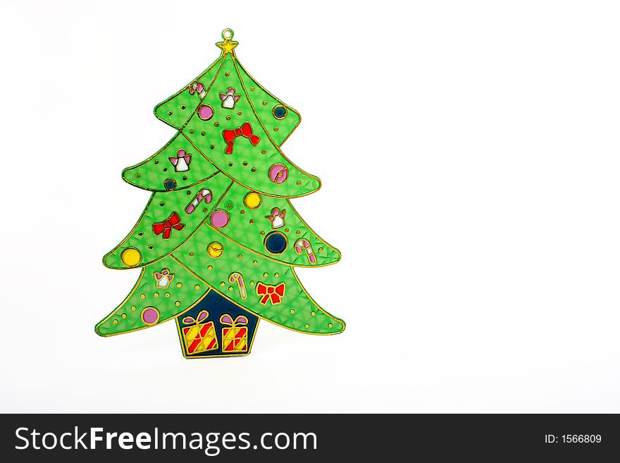 Plastic Christmas Tree On White Background