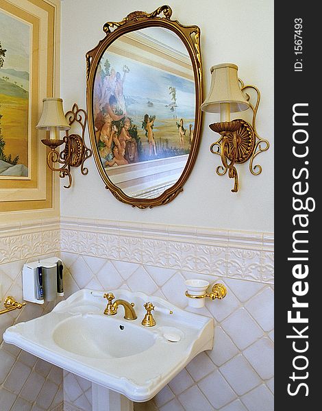 Washbasin in old styled bathroom