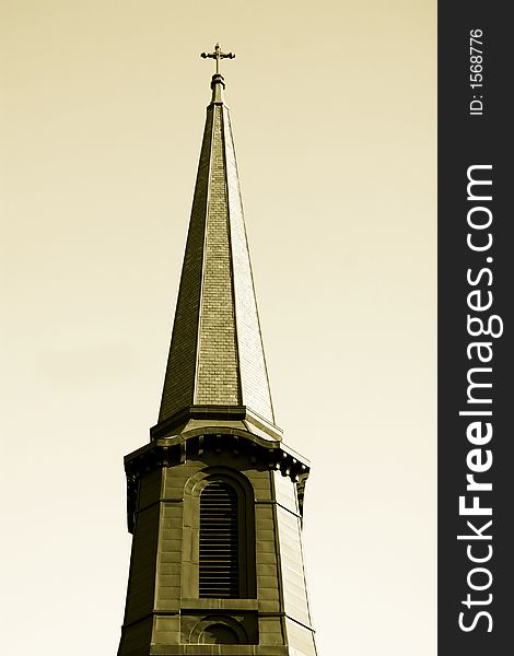 Holy Church Steeple with Sepia Color Background