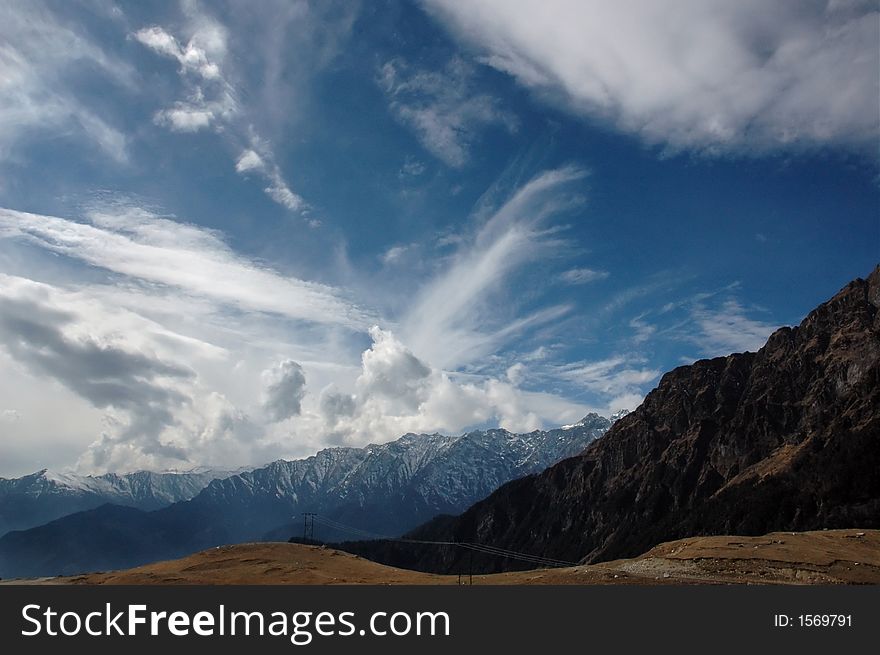 Sky view from the high pass in indian Tibet. Sky view from the high pass in indian Tibet