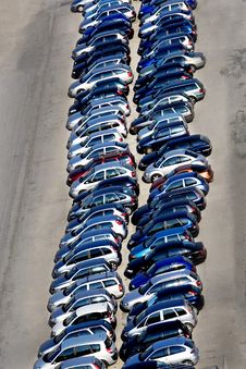Double Row Of Cars In Parking-lot Stock Image Double Row Of Cars In Parking-lot Stock Image