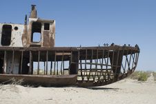 Boats Cemetary In Aral Sea Area Royalty Free Stock Image Boats Cemetary In Aral Sea Area Royalty Free Stock Image