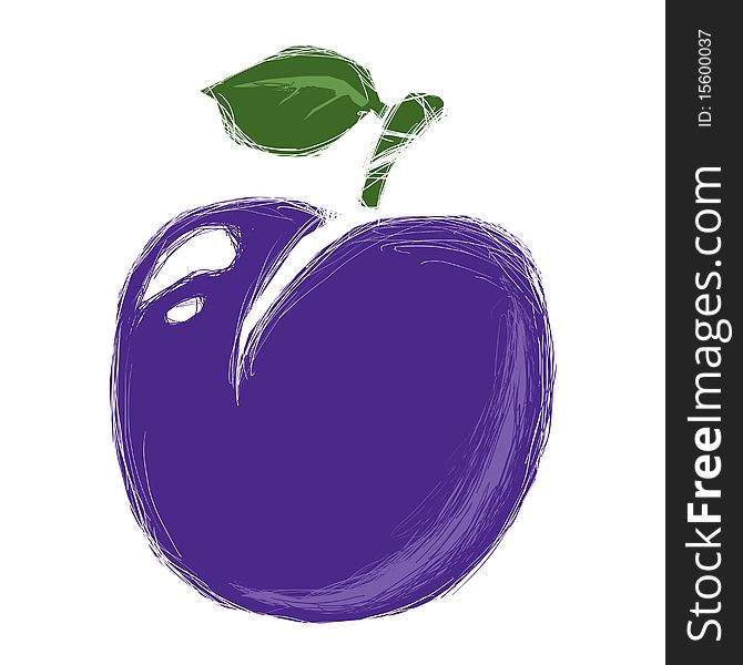 Stylized plum isolated on a white background.