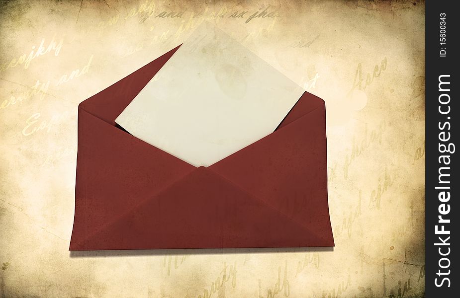 Red envelope with empty sheet of paper