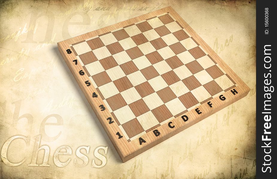 Chessboard Wood over retro background