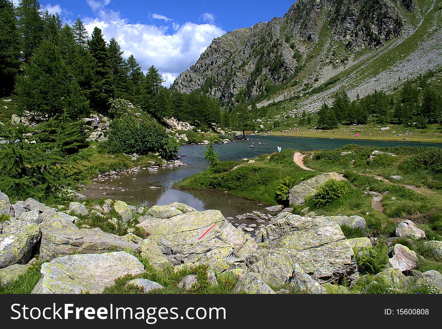 A beautiful mountain lake in Aosta Valley.