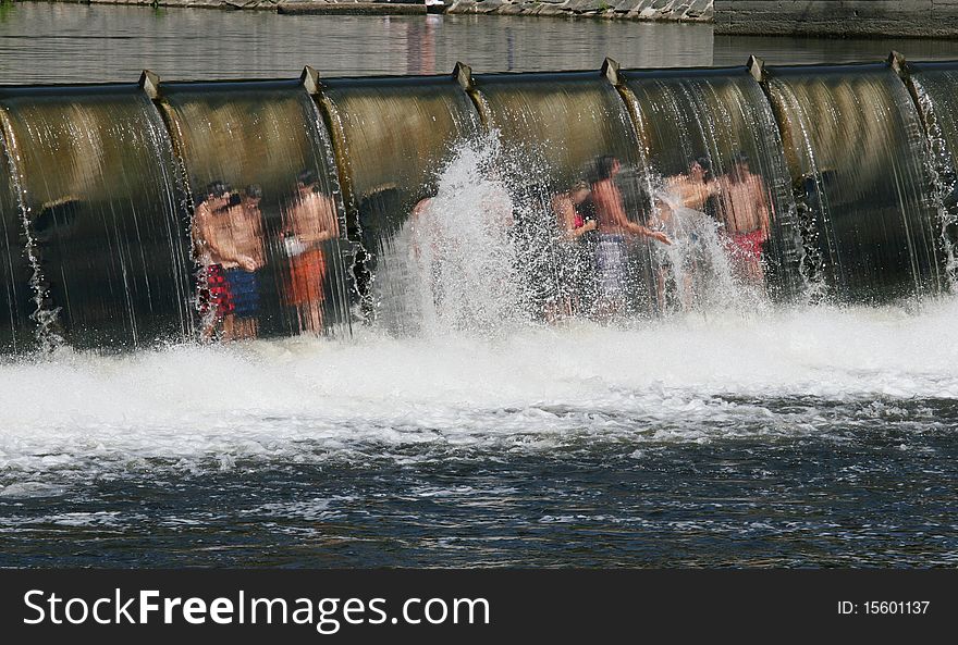 Cool water spray on the summer river. Cool water spray on the summer river