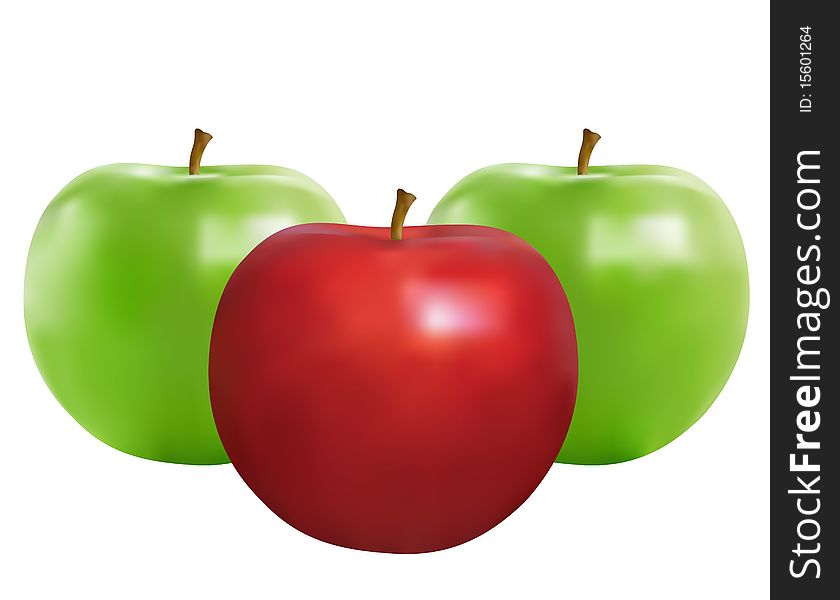 Realistic illustration of the ripe apples isolated over white