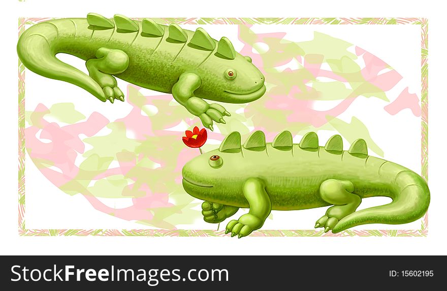 Congratulation card with two dinosaures. Congratulation card with two dinosaures