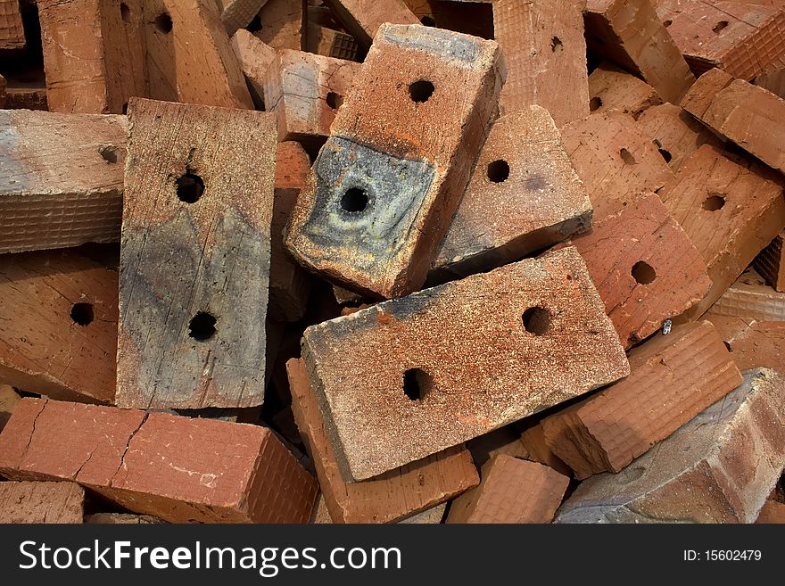 Brick  red  clay  ceramic   the abstract background prepared for building