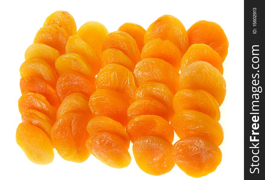 Dried apricots isolated on white