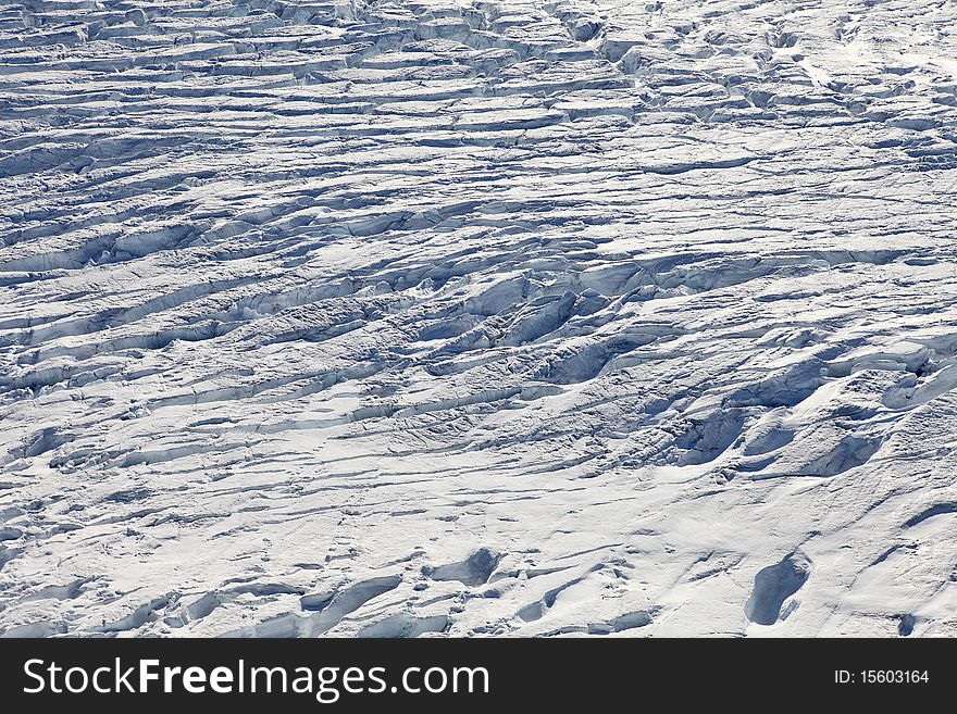 Surface of a flowing glacier. Aerial view. Arctic region. Surface of a flowing glacier. Aerial view. Arctic region