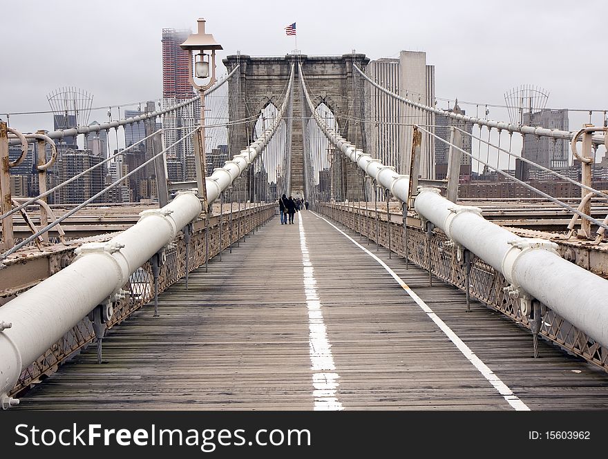 View of the Brooklyn bridge in New York