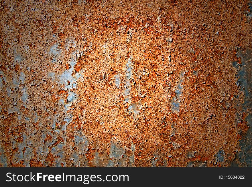 Oxidized  Metal Sheet Covered With Old Paint .