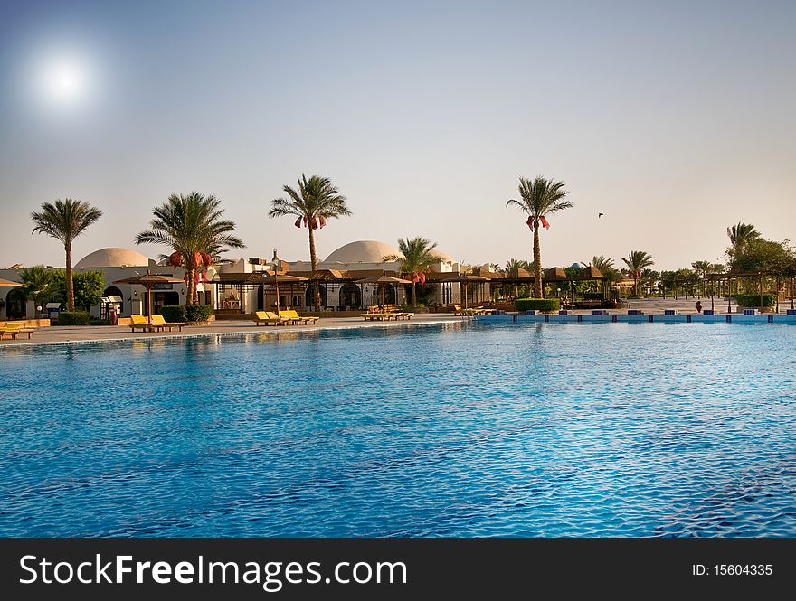 Luxury hotel swimming pool in the Egypt. Luxury hotel swimming pool in the Egypt.