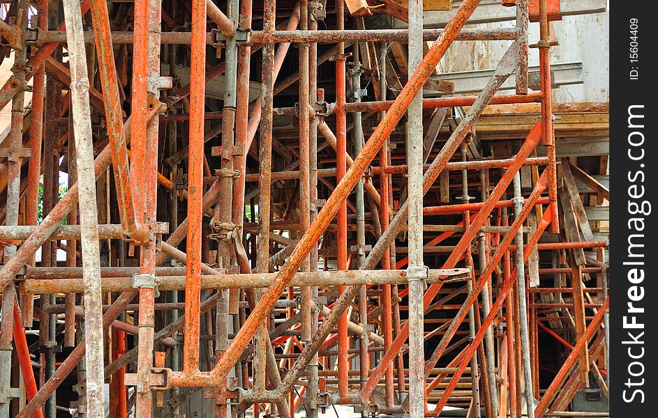 Metal scaffold used in building construction sites. Metal scaffold used in building construction sites