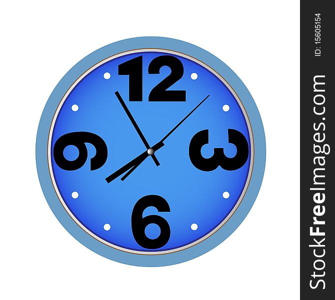 Circle,blue clock on with background. Circle,blue clock on with background.