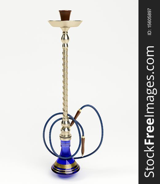 Metal hookah on white background 3D illustration. Metal hookah on white background 3D illustration