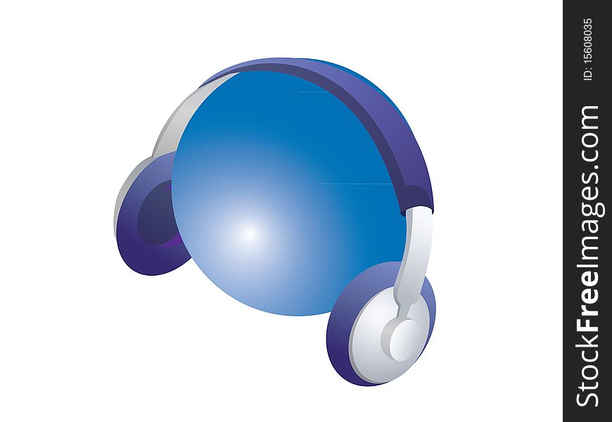Blue headphone with the earth blue listen music