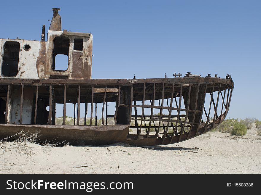 Boats Cemetary In Aral Sea Area