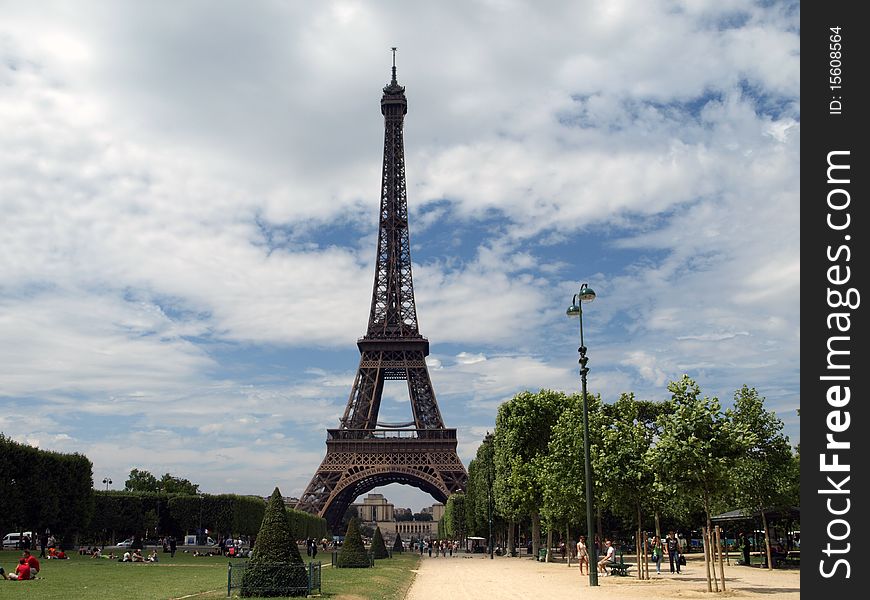 Eiffel tower in summer in Paris
