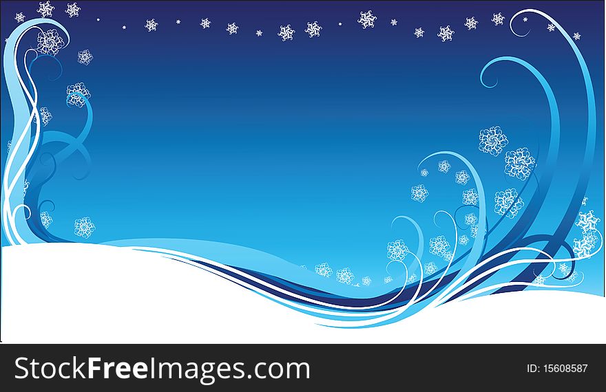 Blue christmas background with snowflakes,  illustration
