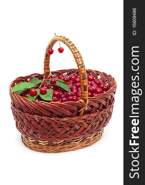 Basket with ripe cherries