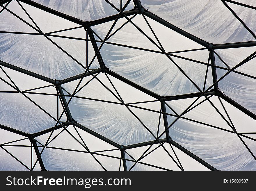 Detail of one of the biomes at the Eden Project in Cornwall. Detail of one of the biomes at the Eden Project in Cornwall