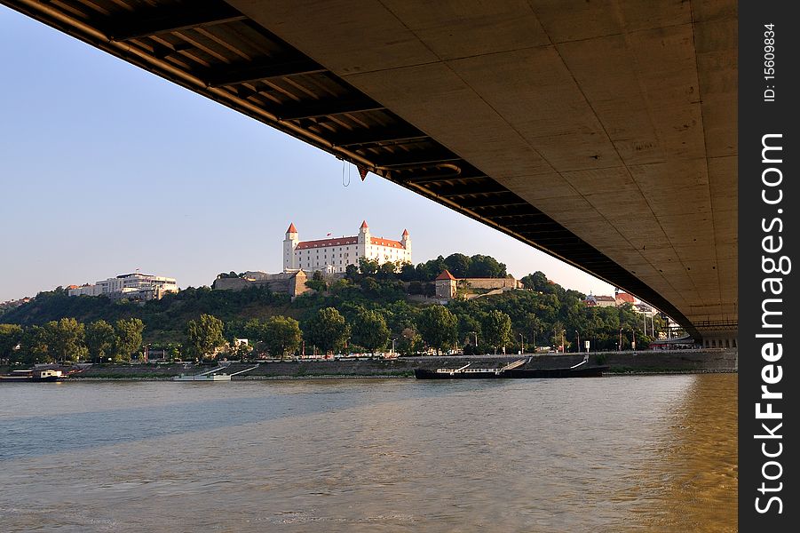 Castle and river Danube in Bratislava - Slovakia. Castle and river Danube in Bratislava - Slovakia