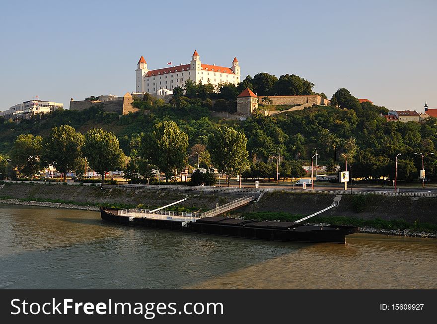 Castle and river Danube in Bratislava - Slovakia. Castle and river Danube in Bratislava - Slovakia